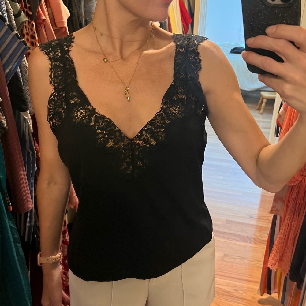 CAMI NYC Leia Jersey Tank w/ Lace, Large